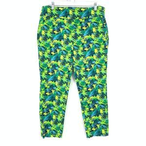 Soft Surroundings Cropped Casual Pants Womens Sz PL Blue Green Yellow Print